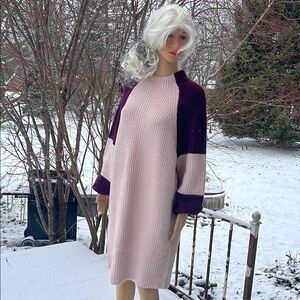 Express Colorblock Knit Sweater Dress - Pink and Maroon NWT